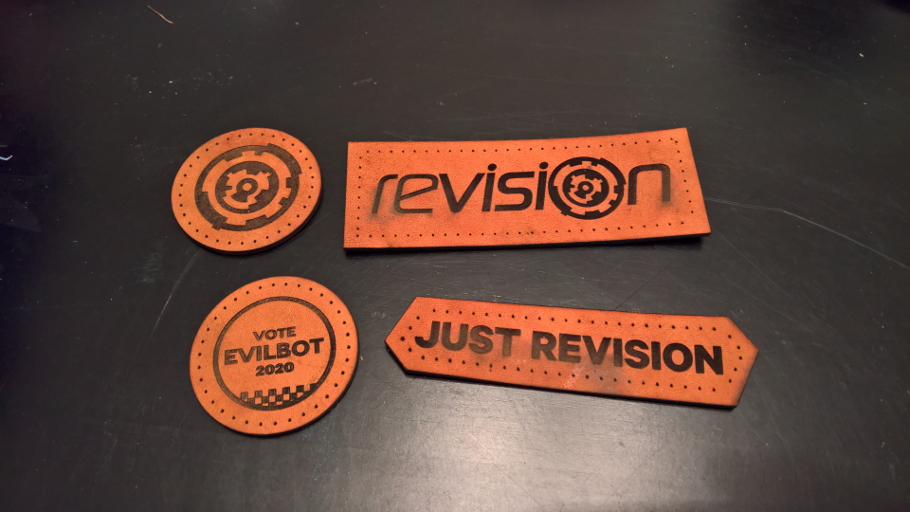 Example of a set of leather patches for an event